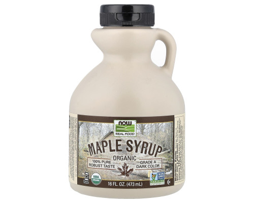 Кленовий сироп, Maple Syrup, Now Foods, Real Food, органік, клас A, темний колір, 473 мл