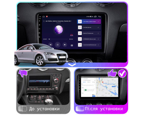 Штатная магнитола Lesko для Audi TTS II (8J) Рестайлинг 2010-2014 экран 9" 4/64Gb CarPlay 4G Wi-Fi GPS Prime