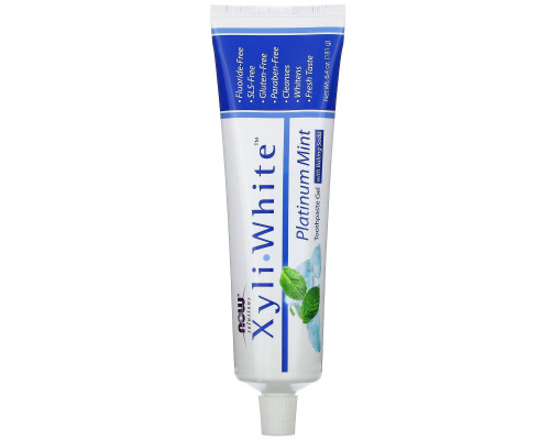 Зубна паста-гель з м'ятою та харчовою содою, Toothpaste Gel, Now Foods, Solutions, без фтору, 181 г