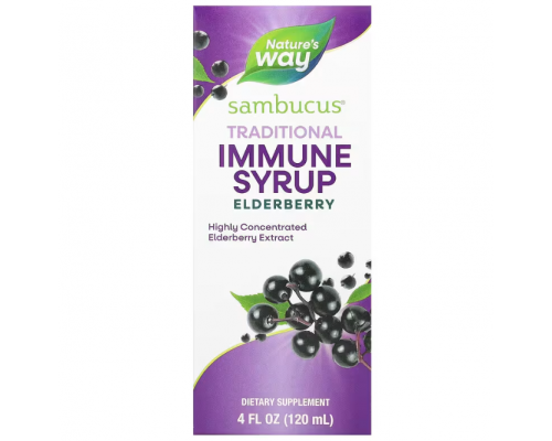 Чорна бузина, підтримка імунітету, Sambucus, Nature's Way, 50 мг, сироп, 120 мл