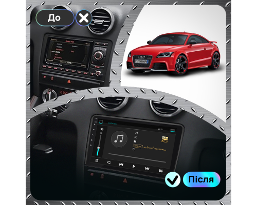 Штатная магнитола Lesko для Audi TTS II (8J) Рестайлинг 2010-2014 экран 9" 6/128Gb 4G Wi-Fi GPS Top