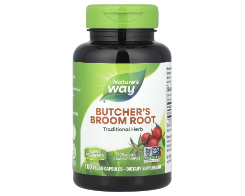 Іглиця шипувата, Butcher's Broom, Nature's Way, корінь, 720 мг, 100 веганських капсул (360 мг на капсулу)