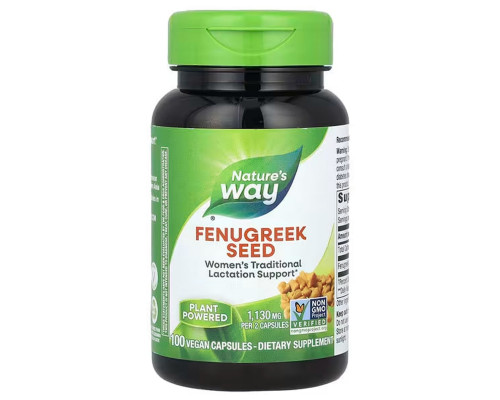 Пажитник, Fenugreek, Nature's Way, насіння, 1130 мг, 100 веганських капсул (565 мг на капсулу)