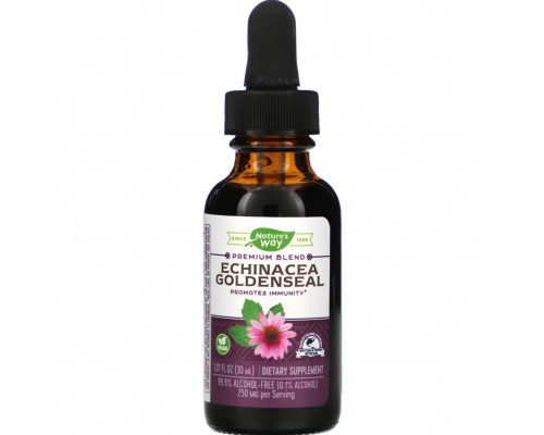 Ехінацея та гідрасстис, Echinacea Goldenseal, Nature's Way, без спирту, 30 мл