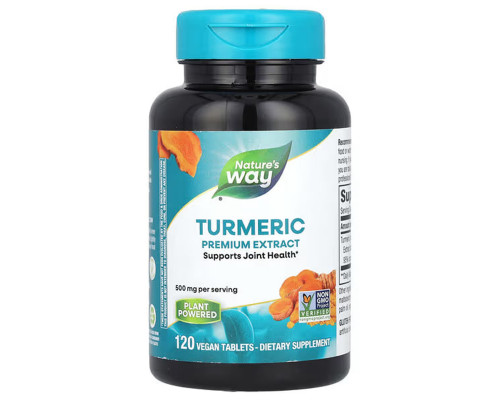 Куркумін, Turmeric, Nature's Way, преміум екстракт, 500 мг, 120 веганських таблеток