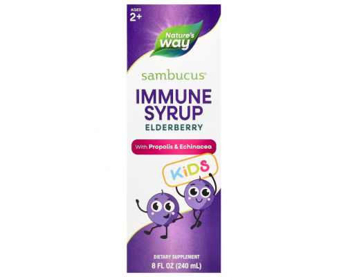 Чорна бузина, Kids Sambucus, Nature's Way, сироп для імунітету дітей від 2 років, 240 мл