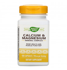 Кальцій та магній, Calcium & Magnesium Mineral Complex, Nature's Way, 750 мг, 100 капсул (250 мг у капсулі)