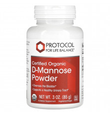D-манноза, D-Mannose, Protocol for Life Balance, сертифікований органічний порошок, 85 г