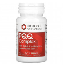 Пірролохінолінхінон, комплекс, PQQ Complex, Protocol for Life Balance, підтримка мітохондрій, 30 веганських капсул