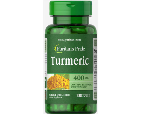 Куркума, Turmeric, Puritan's Pride, 400 мг, 100 капсул