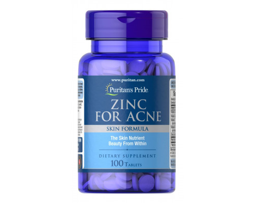 Цинк від прищів, Zinc for Acne, Puritan's Pride, 100 таблеток