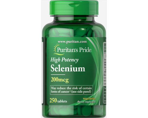 Селен, Selenium, Puritan's Pride, 200 мг, 250 таблеток