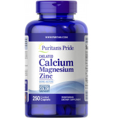 Кальцій Магній Цинк хелат, Chelated Calcium Magnesium Zinс, Puritan's Pride, 250 каплет