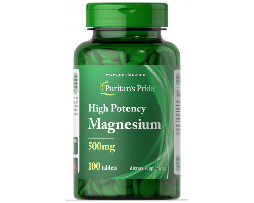 Магній, Magnesium, Puritan's Pride, 500 мг, 100 таблеток