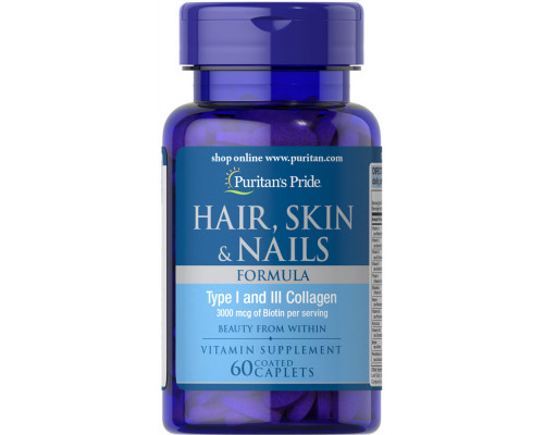 Формула для волосся, шкіри, нігтів, Hair Skin Nails Formula, Puritan's Pride, 60 каплет