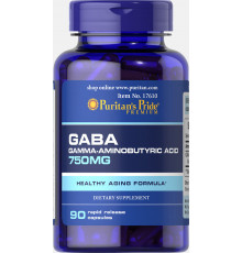 ГАМК (гамма-аміномасляна кислота), GABA, Puritan's Pride, 750 мг, 90 капсул