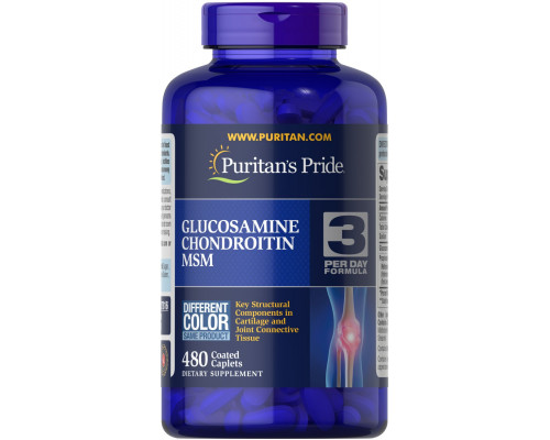 Глюкозамін хондроїтин і МСМ, Double Strength Glucosamine, Chondroitin & MSM Joint Soother, Puritan's Pride, 480 каплет