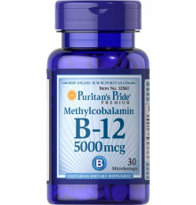 Вітамін В12 (метилкобаламін), Methylcobalamin Vitamin B-12, Puritan's Pride, 5000 мкг, 30 мінільодяників