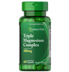 Магній, потрійний комплекс, Triple Magnesium Complex, Puritan's Pride, 400 мг, 60 капсул швидкого вивільнення