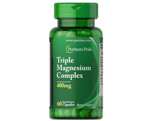 Магній, потрійний комплекс, Triple Magnesium Complex, Puritan's Pride, 400 мг, 60 капсул швидкого вивільнення