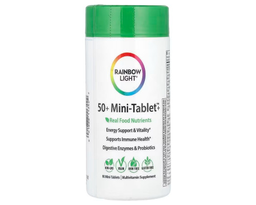 Мультивітаміни 50+, Multivitamin, Rainbow Light, 90 міні-таблеток