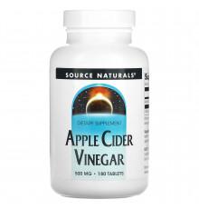 Яблучний cидровий оцет, Apple Cider Vinegar, Source Naturals, 500 мг, 180 таблеток
