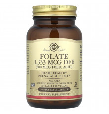 Фолат, Folate, Solgar, фолієва кислота, 1333 мкг DFE, 250 вегетаріанських капсул