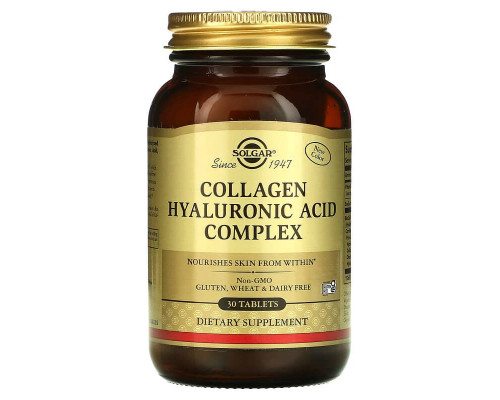 Гіалуронова кислота з колагеном, Hyaluronic Acid, Solgar, комплекс, 120 мг, 30 таблеток