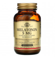 Мелатонін, Melatonin, Solgar, 5 мг, 120 таблеток для розжовування