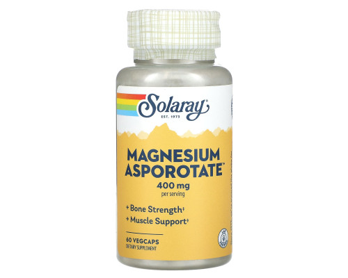 Магній аспоротат, Magnesium Asporotate, Solaray, 400 мг, 60 вегетаріанських капсул (200 мг на капсулу)