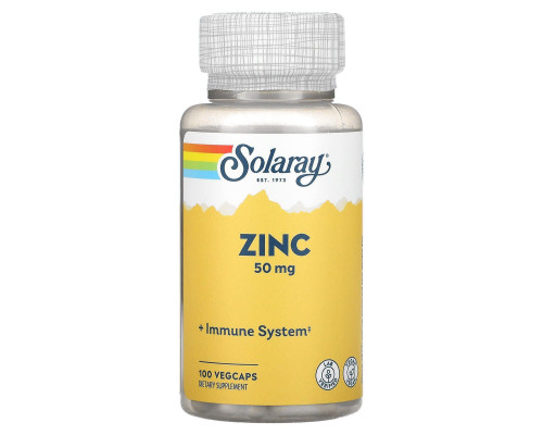 Хелатний цинк, Zinc, Solaray, 50 мг, 100 капсул