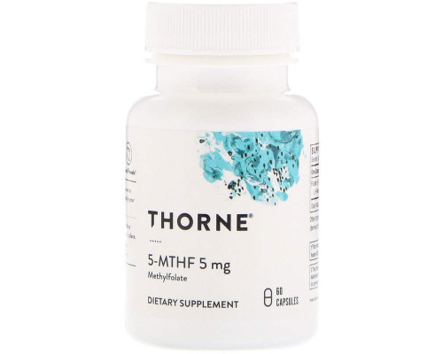 Метилфолат, 5-MTHF, Thorne, 5 мг, 60 капсул