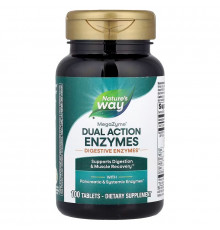 Ферменти для м'язів та травлення, Mega-Zyme, Dual Action Enzymes, Nature's Way, подвійної дії, 100 таблеток