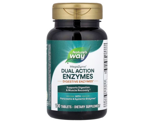 Ферменти для м'язів та травлення, Mega-Zyme, Dual Action Enzymes, Nature's Way, подвійної дії, 100 таблеток