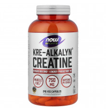 Креатин, Kre-Alkalyn Creatine, NOW Foods, Sports, 240 вегетаріанських капсул (0,75 г на капсулу)