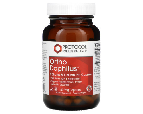 Пробіотики дофілус, Ortho Dophilus, Protocol for Life Balance, 60 рослинних капсул