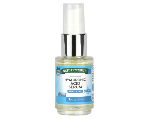 Сироватка для обличчя з гіалуроновою кислотою, Hyaluronic Acid Serum, Nature's Truth, без запаху, 30 мл