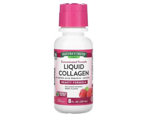 Колаген, Liquid Collagen, Nature's Truth, з амінокислотним білком та біотином, смак ягід, 237 мл