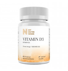 Вітамін D3, Vitamin D3, My Nutri Week, 25 мкг (1000 МО), 120 капсул