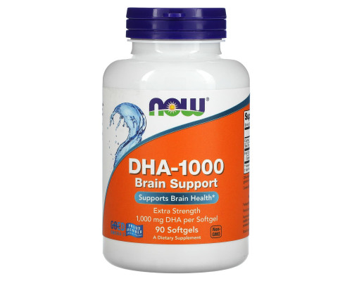 ДГК для покращення роботи мозку, DHA-1000, Now Foods, 1000 мг, 90 гелевих капсул