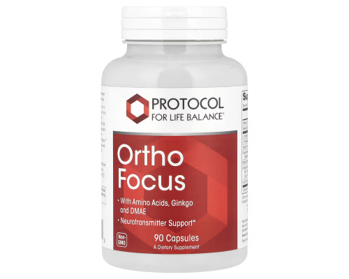Підтримка роботи мозку та когнітивних функцій, Ortho Focus, Protocol for Life Balance, З амінокислотами, гінкго та ДМАЕ, 90 капсул