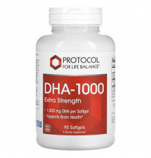 Докозагексаєнова кислота, DHA-100, Protocol for Life Balance, підвищена сила, 1000 мг, 90 гелевих капсул