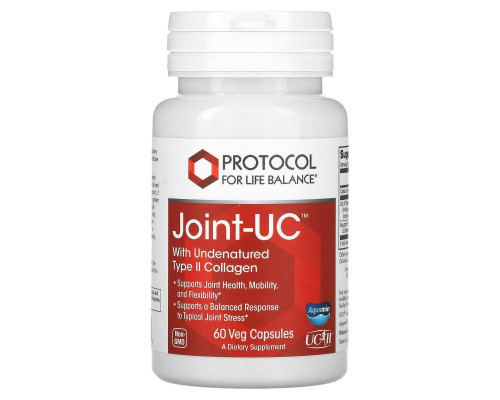 Підтримка здоров'я суглобів, Joint-UCe, Protocol for Life Balance, з неденатурованим колагеном типу II, 60 рослинних капсул