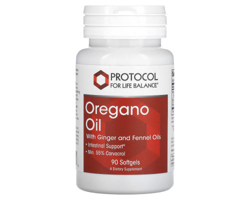Олія орегано з оліями імбиру та фенхелю, Oregano Oil, Protocol for Life Balance, 90 гелевих капсул