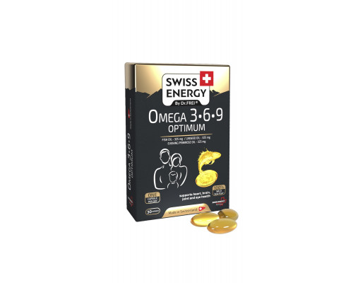 Омега-3-6-9, Omega-3-6-9 OPTIMUM blister, Swiss Energy, риб'ячий жир, олія насіння льону, олія примули, 30 гелевих капсул