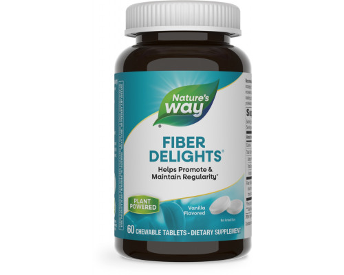 Клітковина, Fiber Delights, Nature's Way, зі смаком ванілі, 60 жувальних таблеток
