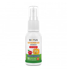 Вітамін D3, Vitamin D3, Biotus, спрей для дітей, смак яблука, 200 МО/5 мкг, 30 мл