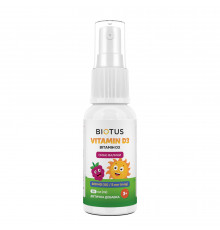 Вітамін D3, Vitamin D3, Biotus, спрей для дітей, смак малини, 200 МО/5 мкг, 30 мл