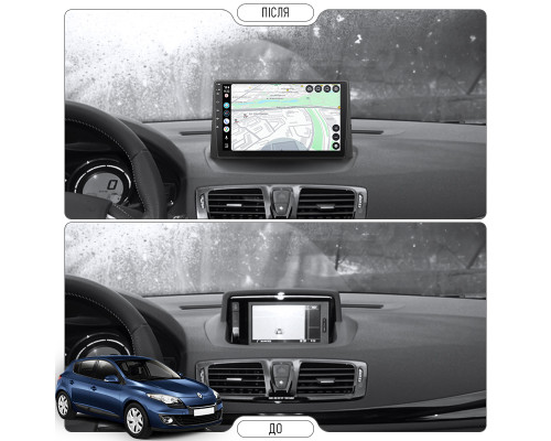 Штатная магнитола Lesko для Renault Megane III Рестайлинг 2012-2014 экран 9" 2/32Gb Wi-Fi GPS Base