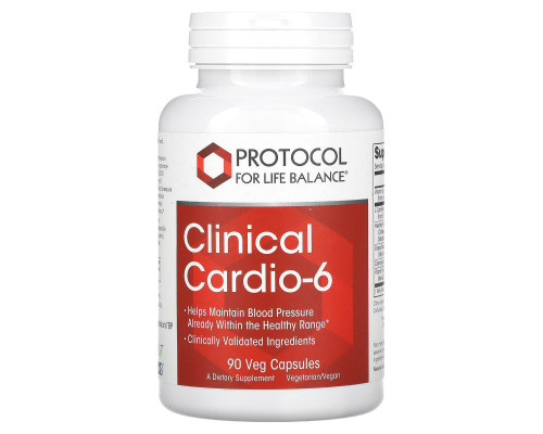 Підтримка здоров'я серцево-судинної системи, Clinical Cardio-6, Protocol for Life Balance, 90 рослинних капсул